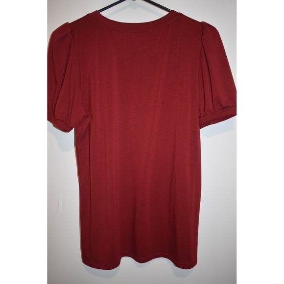 Automet Womens Top Short Sleeve Shirt Burgundy Size Medium‎ - Picture 4 of 4